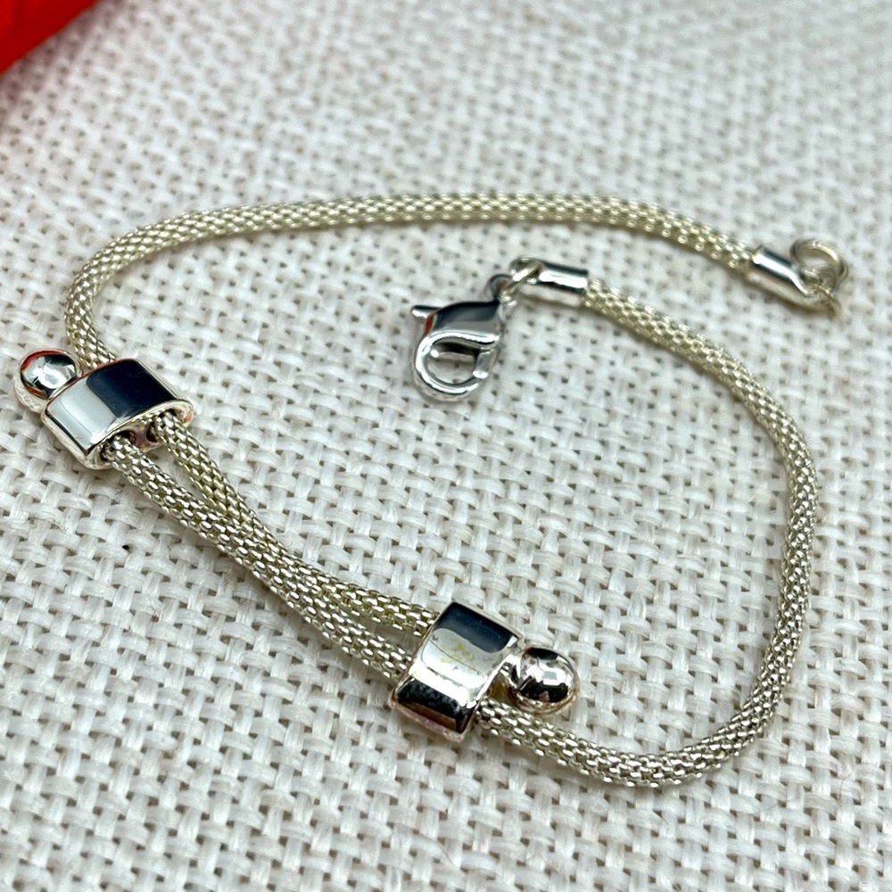 Vintage Monet Silver-Tone Mesh Bracelet - 7.25”